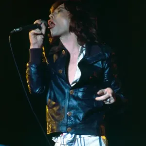 Rolling Stones: Mick Jagger on stage at LSU, June 1975 Print