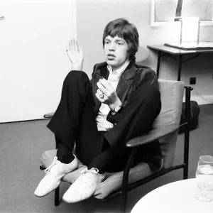 The Rolling Stones. Mick Jagger talks with the Press during a break in rehearsals The Rolling Stones. Mick Jagger talks with the Press during a break in rehearsals
