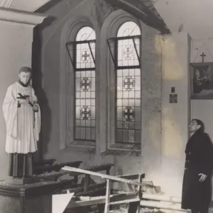 A Roman Catholic church damaged by enemy action during an air raid on the North East of A Roman Catholic church damaged by enemy action during an air raid on the North East of