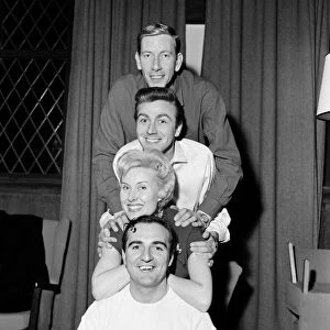 Ron Parry, Des O Connor and Billy Dainty are pictured with singer Jill Day