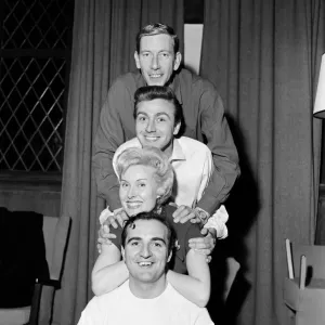 Ron Parry, Des O'Connor and Billy Dainty with Jill Day - 16th December 1960 Print