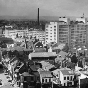 Above the rooftops view. Gleaming white in the afternoon sun is Hull College of