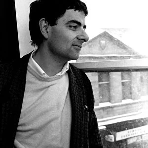 Rowan Atkinson during a flying a visit to Newcastle 14 / 01 / 87