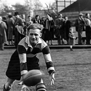 Roy Burnett, Newport Rugby Union player, match action, 1957