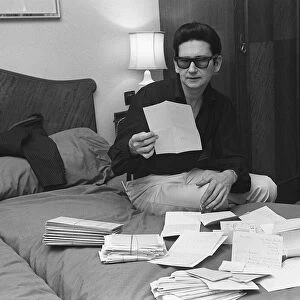 Roy Orbison America singer looks through the letters March 1967 from people