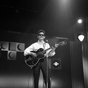 Roy Orbison pop singer performing on Sunday Night at the London Paladium. 7th March 1965