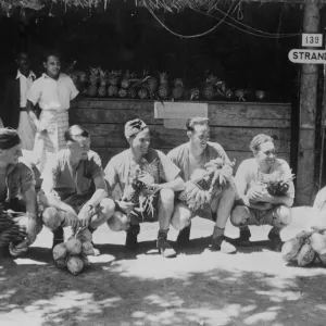 Royal Air force men get their supplies of fresh bananas Royal Air force men get their supplies of fresh bananas