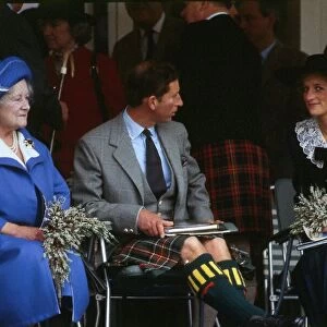The Royal Family on the podium at the annual Braemar Highland Games near Balmoral