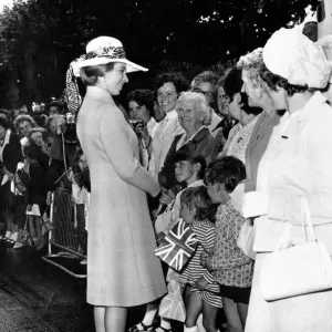The Royal Family visit Torquay and Dartmouth, Devon. Princess Anne is pictured talking to The Royal Family visit Torquay and Dartmouth, Devon. Princess Anne is pictured talking to