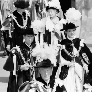 Print of Prince Charles and Queen Margrethe at the Order of the Garter service, 1980