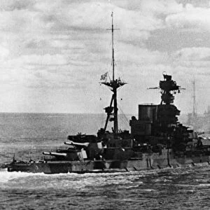 Royal Navy Queen Elizabeth-class battleship HMS Barham at sea during the Second World