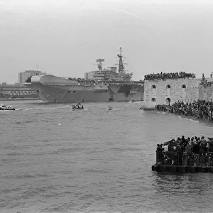 Royal Navy task force set sail fot the Falklands the carriers Invincible