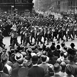 The Royal Pioneer Corps pictured marching through the city of London May 1940