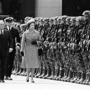 The royal tour of Switzerland. Pictured, Queen Elizabeth II inspecting troops