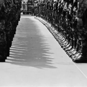 The royal tour of Switzerland. Pictured, a long line of boots