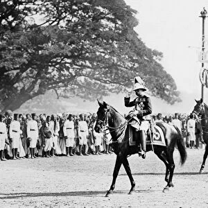 Royal Visit of King George V and Queen Mary to India. King George on horseback