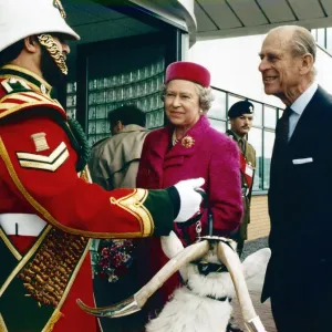 Royal visit, Queen Elizabeth II and Prince Philip visiting the Halla factory, Wales