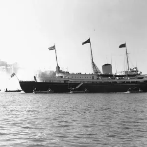 The Royal Yacht Britannia seen here arriving off Valletta Malta with Queen Elizabeth II