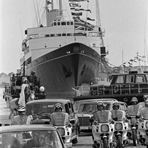 Royal Yacht Britannia in Tunis, Tunisia. 21st October 1980