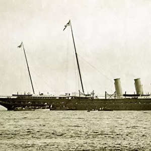 The Royal Yacht Victoria and Albert - The White ensign being lowered as King George V