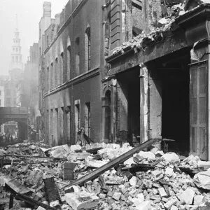 Print of Rubble Litters Poppins Court, 10/11 May 1941 Print of Rubble Litters Poppins Court, 10/11 May 1941