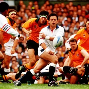 Rugby England Print - Will Carling in 1991 World Cup Action Rugby England Print - Will Carling in 1991 World Cup Action