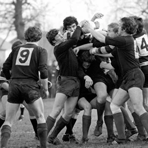 Rugby: The rugby union match. Saracens vs. Cardiff. February 1975 75-01042-003