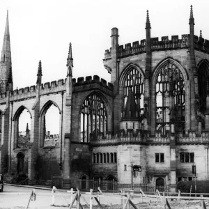 Coventry Cathedral Ruins Print, 1940 Coventry Cathedral Ruins Print, 1940