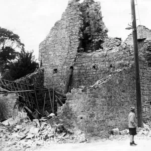 Ruins of an old Chantry in South Wales on which a German bomb dropped with this result Ruins of an old Chantry in South Wales on which a German bomb dropped with this result