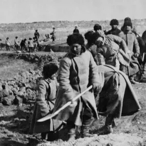 Russian Army Engineers Laying Track Bed Print