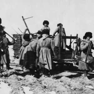 Russian army engineers seen here laying a track bed for a narrow gauge railway during Russian army engineers seen here laying a track bed for a narrow gauge railway during