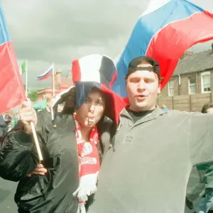 Russian Football Fan in Liverpool, Merseyside, ahead of Euro 96 Championships Russian Football Fan in Liverpool, Merseyside, ahead of Euro 96 Championships