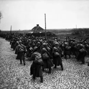 Russian infantry on the march in Poland Russian infantry in Poland