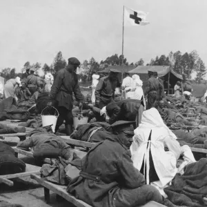 Russian Soldiers Treated by Red Cross, August 1915 Print