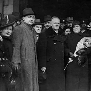 Russian trade union delegates on their arrival in Cardiff, Wales. January 1942