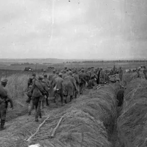 Russian troops seen here moving up to the front prior to the Battle for Lemberg
