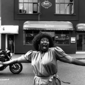 Rustie Lee outside her new restaurant in Hurst Street, Birmingham. 11th October 1985 Rustie Lee outside her new restaurant in Hurst Street, Birmingham. 11th October 1985
