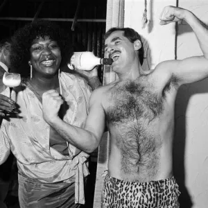 Rustie Lee with Tarzan at Hurst Street Restaurant Opening Print 1985