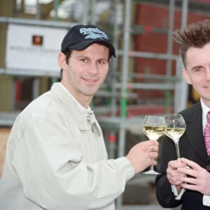 Ryan Giggs and Gary Rhodes celebrate a future restaurant opening. 6th November 1998