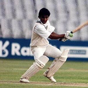 Sachin Tendulkar July 1990 cricket player stands in whites in practice nets