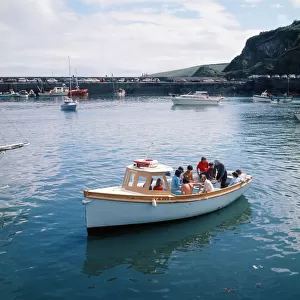 Sailing in Mevagissey Harbour, Cornwall. 1973