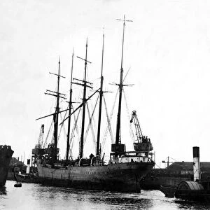 The sailing ship Christel Vinnen from Bremen, being moved by tugs down the River Wear