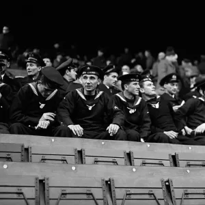 Sailors of the Yugoslavian navy seen here at the Valley ground to watch the match between Sailors of the Yugoslavian navy seen here at the Valley ground to watch the match between