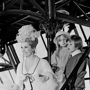 Sally Ann Howes with Adrian Hall and Heather Ripley filming a scene for Chitty Chitty