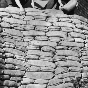 Sandbagging operations in progress at the childrens hopsital in Gateshead shortly Sandbagging operations in progress at the childrens hopsital in Gateshead shortly