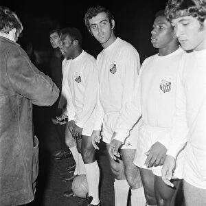 Santos FC, including their player Pele, pictured at Villa Park for a match against Aston