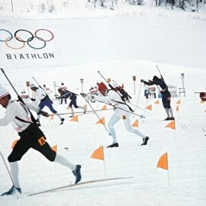 Sapporo Winter Olympics February 1972 Biathalon relay start