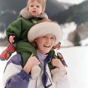 Print of Sarah, Duchess of York in Klosters with Princess Eugenie Print of Sarah, Duchess of York in Klosters with Princess Eugenie