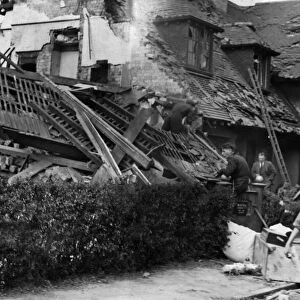 Scene of destruction showing damage to housing in Kingston Upon Hull after a bombing