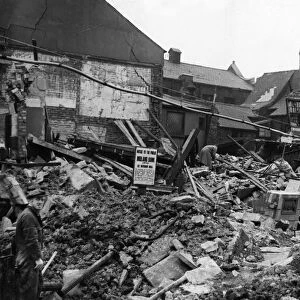 Scene of devastation to Midland Bank in Witham, Hull after it was bombed by the German